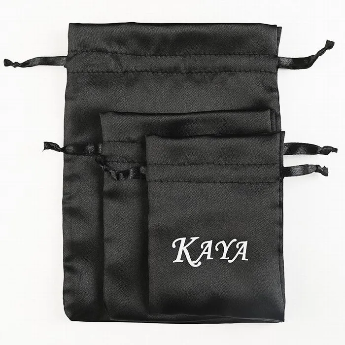 Custom Logo Soft Drawstring Satin Bracelet Jewelry Pouches Bags