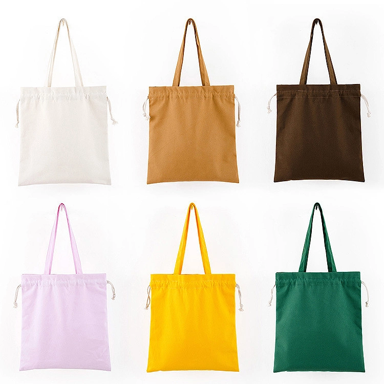 Manufacturer Wholesale Direct Blank Colour Custom Drawstring Tote Canvas Satin Handle Drawstring Handle Bag