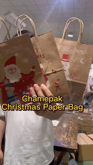 Sac en papier cadeau de Noël charmant et durable personnalisé pour le shopping et l'emballage