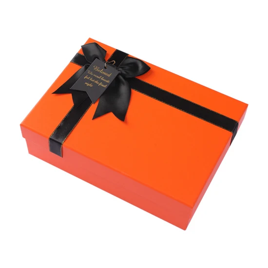 Boîte-cadeau en papier rigide de haute qualité avec logo personnalisé pour l'emballage de cosmétiques/parfums/chaussures, couvercle en carton et boîte à fleurs de base avec nœud papillon
